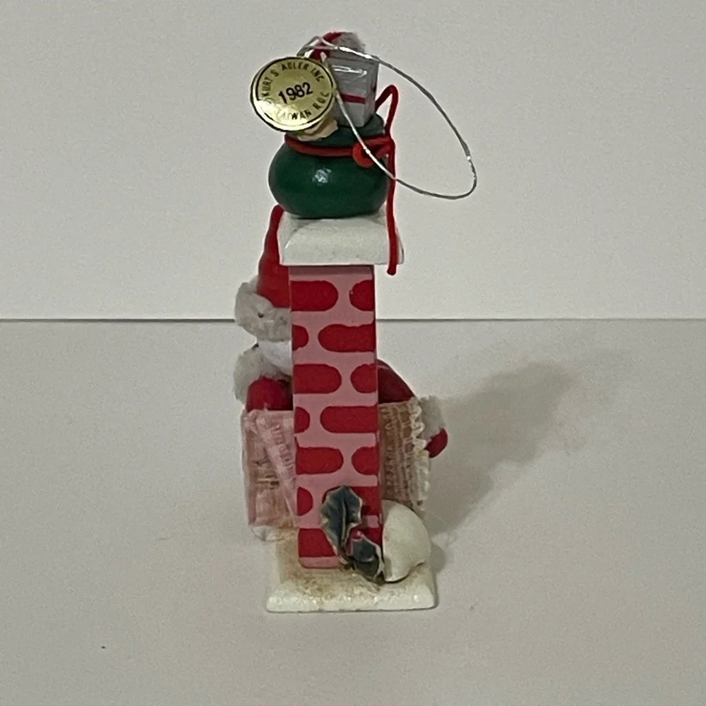 VTG 1982 KURT ADLER Santa On Chimney Wood Christmas Ornament Made In Taiwan